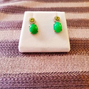 Green and Gold Gemstone Earrings